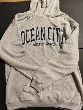 Sunsations Ocean City Maryland Embroidered Heather Gray Pullover Hoodie